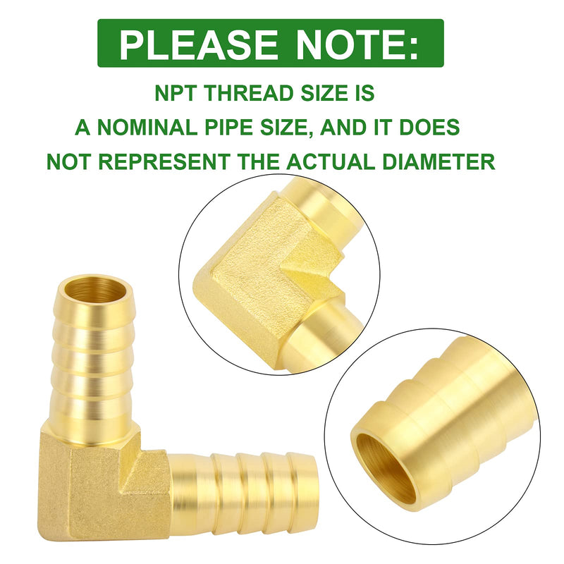 [Australia - AusPower] - TAISHER 10 PCS Brass of 90 Degree Air Hose Fittings, Hose Barb Fittings 1/2" Hose Barb x 1/2" Hose Barb with 10 PCS Hose Clamp 1/2" Barb - 1/2" Barb 