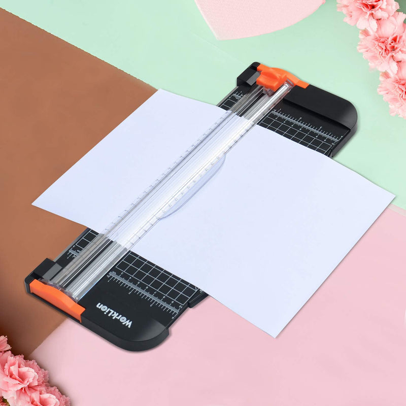 [Australia - AusPower] - WORKLION Paper Cutter - A4 Paper Craft Cutter with Security Blade for Cut Gift Card, Coupon, Label, Cardstock, Photo, 12 inch Black Office Paper Trimmer 