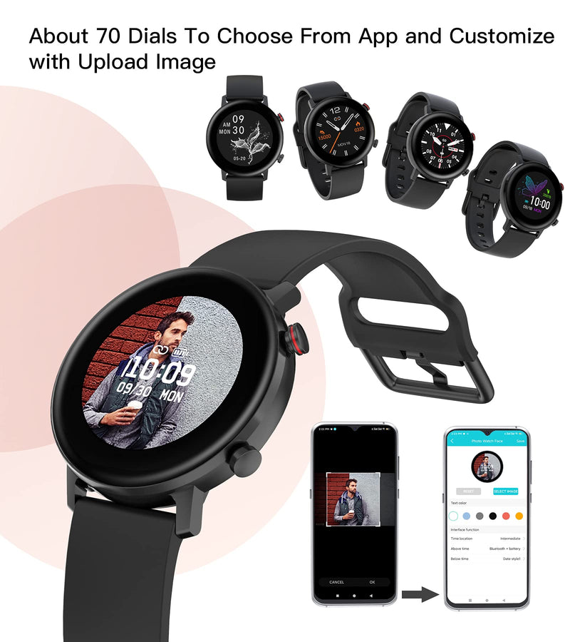 [Australia - AusPower] - BRIBEJAT Smart Watch for Women Men for Android Phones Compatible iPhone Samsung IP68 Waterproof Activity Tracker Heart Rate Sleep Monitor with Stainless Steel Magnetic Band Black 