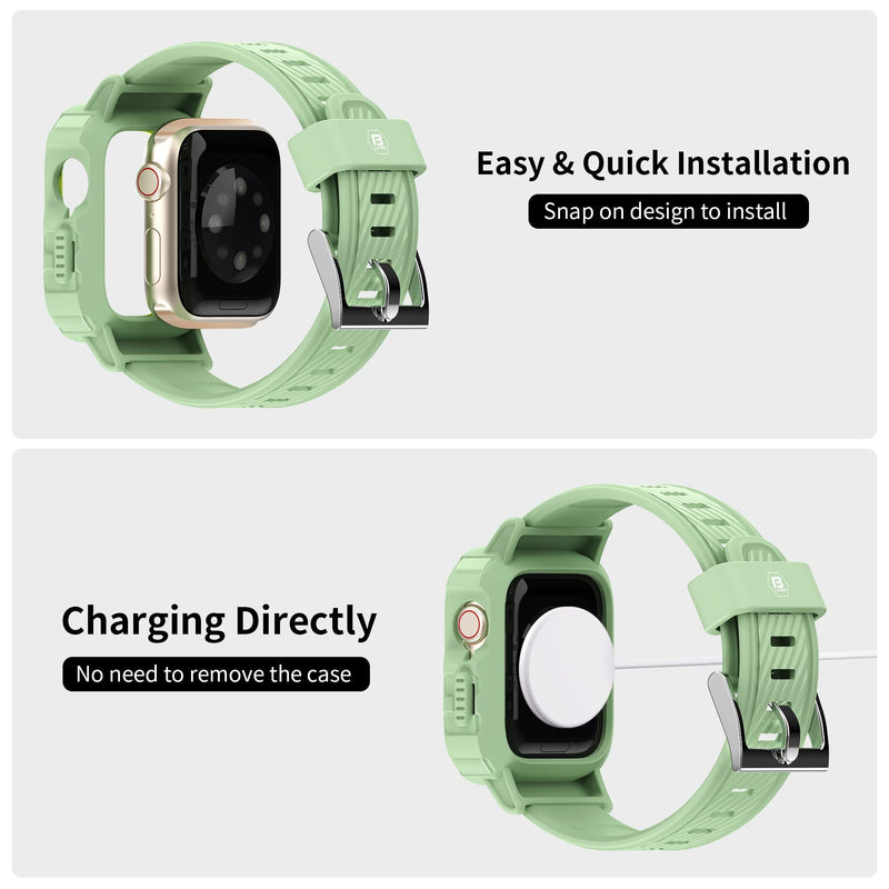 [Australia - AusPower] - B LABS Smartwatch Band for Apple Watch 41mm 40mm 38mm with Bumper Case, Shock Resistant TPU Sport Strap Women Wristband Compatible with iWatch SE Series 7/6/5/4/3/2/1 Sport Style (Mint Green) Ming Green 38mm / 40mm / 41mm 