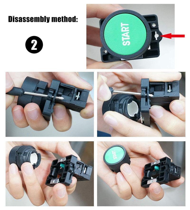 [Australia - AusPower] - Taiss Momentary Push Button Switch Start/Stop Red Green Sign NO NC AC 660V 10A Button Switch HB2-Start/Stop 