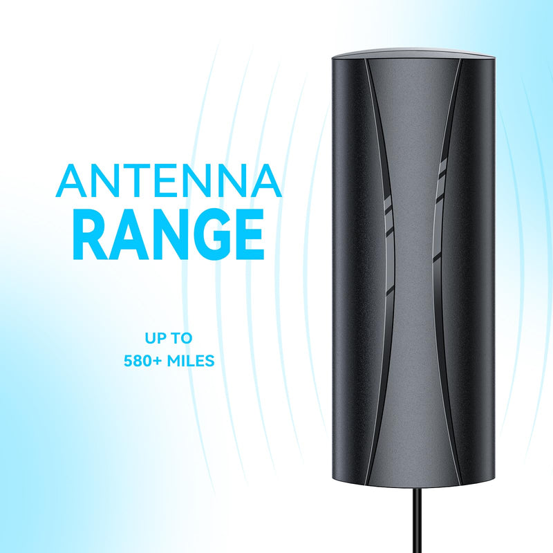[Australia - AusPower] - TV Antenna for 580+ Miles Range, Upgraded Digital Antenna for TV Indoor Outdoor, TV Antenna for Smart TV & Older TV with Signal Booster Amplified, Support 8K 4K 1080P Fire tv Stick - 36FT Cable Medium Black 