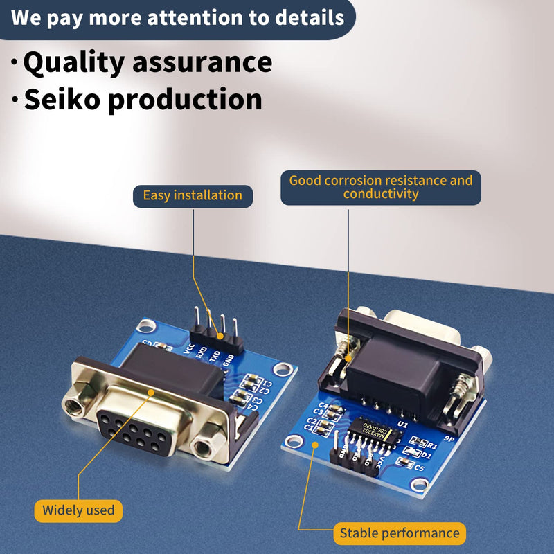 [Australia - AusPower] - Grades Like DVDDaFuRui RS232 to TTL Converter Module，5PCS MAX3232 3.3V to 5V RS2323 COM Serial Prot Board to TTL Connector for Arduino Microcontrollers 