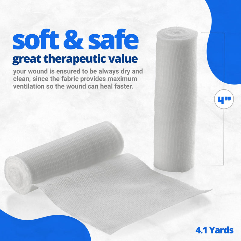 [Australia - AusPower] - Gauze Bandage Rolls - 4 Yards Per Roll of Sterile Medical Grade Gauze Bandage and Stretch Bandage Wrapping for Dressing All Types of Wounds and First Aid Kit by MEDca, (4" Pack of 24) 4 Inch 24 Count (Pack of 1) 