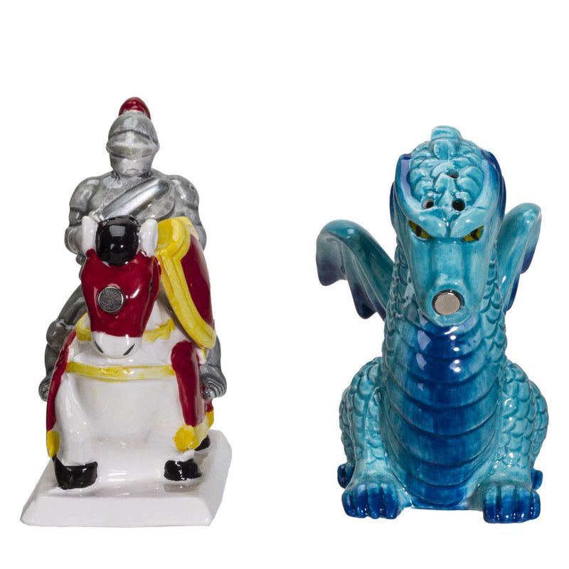 [Australia - AusPower] - Pacific Giftware Knight on Horse & Dragon Ceramic Salt and Pepper Shakers Set 
