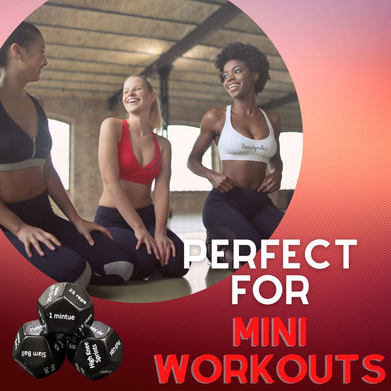 [Australia - AusPower] - Rubberbanditz- Fitness Dice for Workout & Exercise | Three Fun 12 Sided Full Body Workouts | for Crossfit, at Home Workouts & Gyms | Workout Game for Adults and Kids 