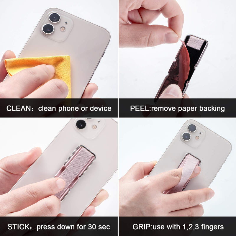 [Australia - AusPower] - 6 Pieces Finger Strap Phone Holders Phone Handle Grip Cell Phone Stand with Kickstand Elastic Phone Finger Holder for Cell Phone Case Small Tablets 