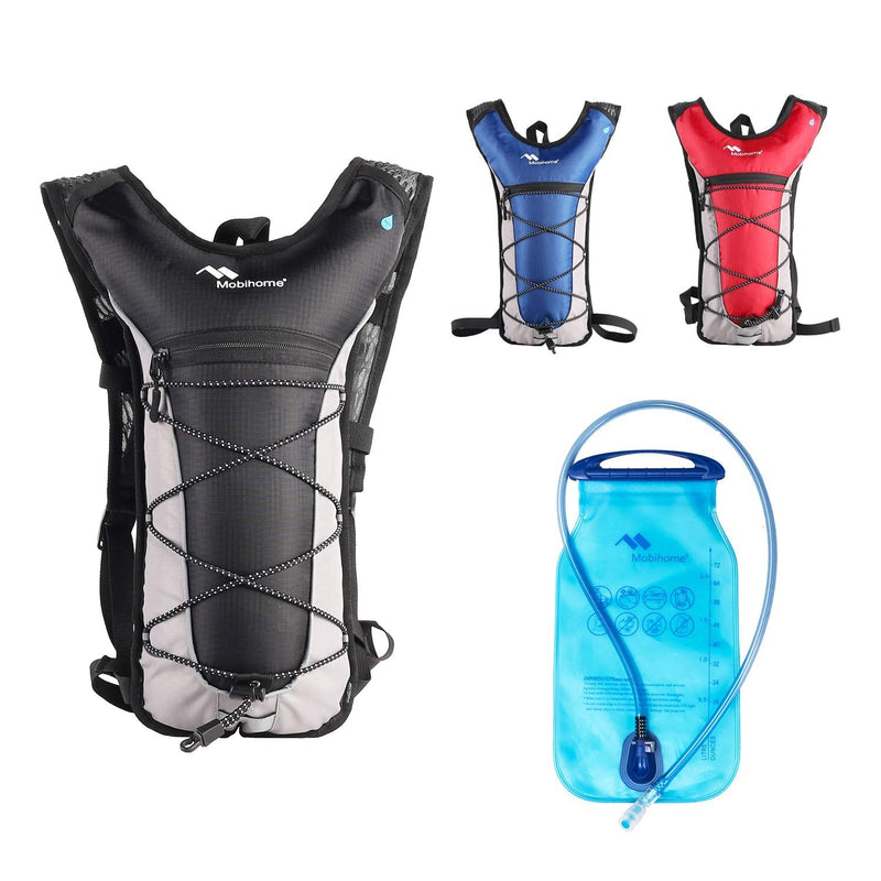 [Australia - AusPower] - Mobihome Hydration Backpack Lightweight Sport Daypack & Bike Backpacks with 2L Leak Proof Water Bladder, Adjustable Padded Shoulder, Chest & Waist Straps for Running, Hiking, Cycling, Climbing Black 
