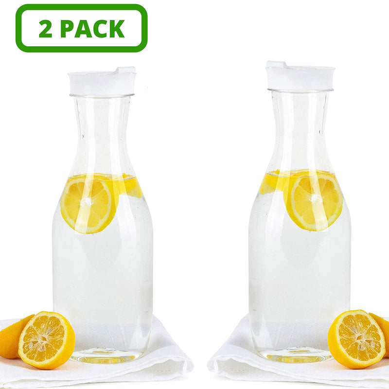 [Australia - AusPower] - Party Bargains 50 Oz. Clear Plastic Pitcher - [2 Pack] White Cap Premium Quality & Heavy Duty Water Containers - Excellent for Iced Tea, Powdered Juice, Cold Brew, Mimosa Bar 2 