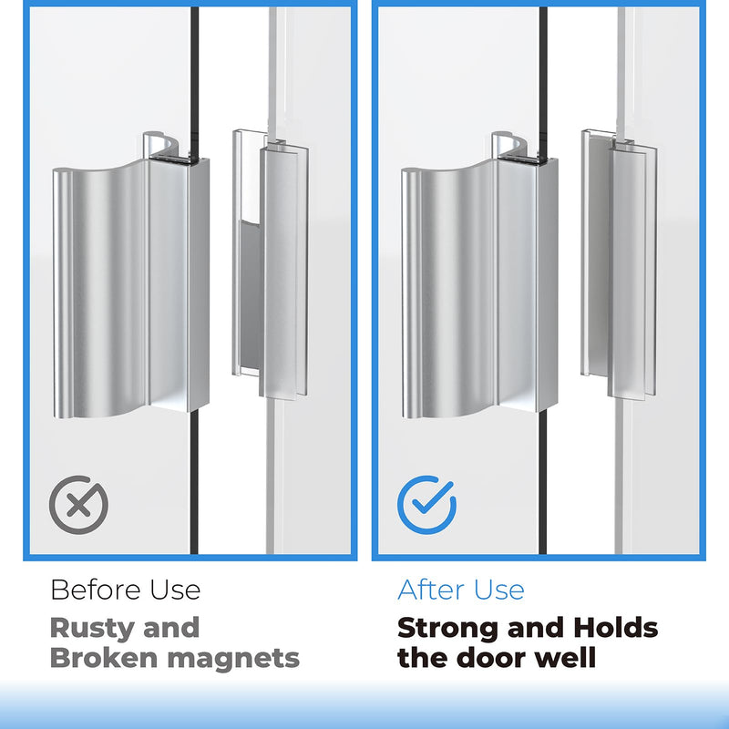 [Australia - AusPower] - Shower Door Magnet 3" Chrome Frameless Shower Door Handle with Metal Strike and Magnet for 1/8" 5/32" 3/16" and 1/4" Thick Swing Glass Shower Doors, Shower Door Handle, Shower Door Strike Jamb 