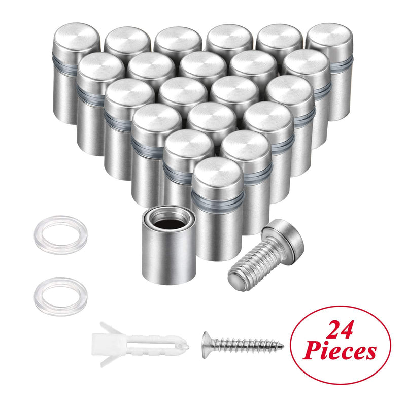 [Australia - AusPower] - 1/2 x 3/4 Inch Sign Standoff Screws Advertising Screws Stainless Steel Wall Standoff Mounts for Glass Acrylic Signs (24 Pieces) 24 