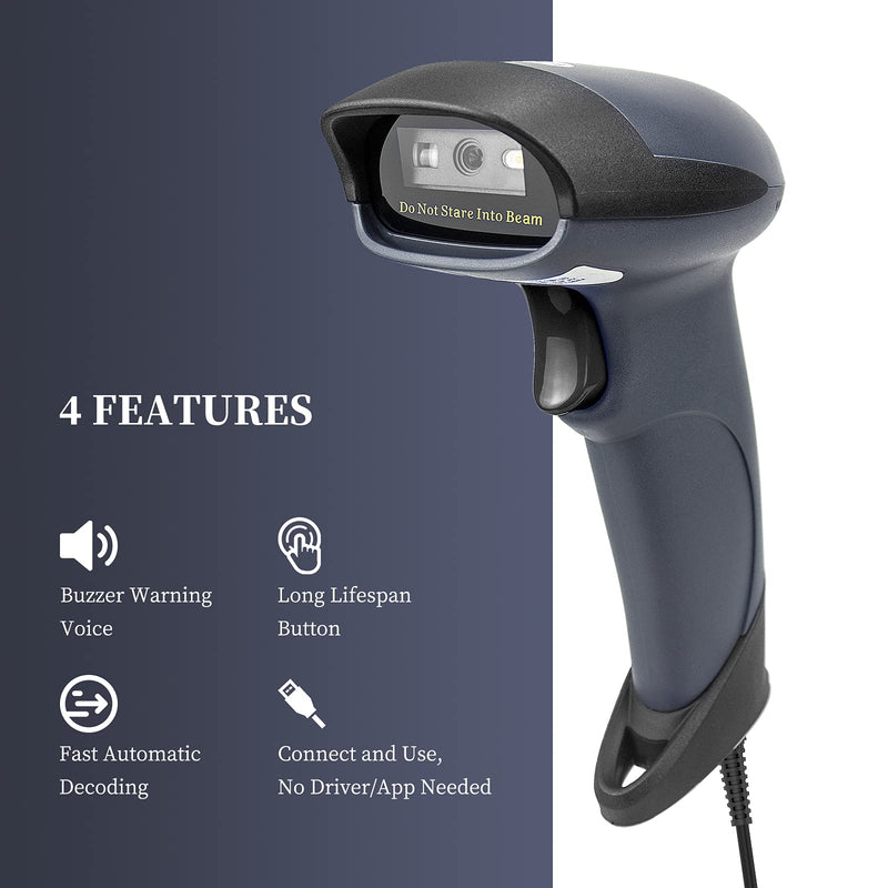 [Australia - AusPower] - NETUM USB Barcode Scanner with Stand Wired Handheld Bar Code Reader 1D CCD Scanner Gun for Supermarket, Convenience Store, Warehouse 