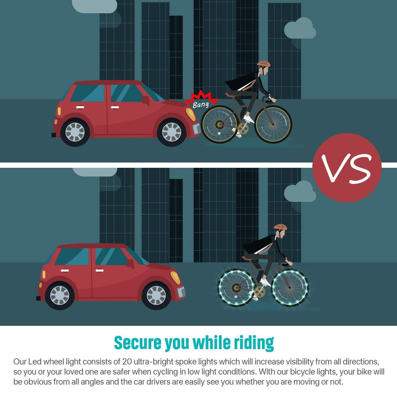 [Australia - AusPower] - Waybelive 2 Pack LED Bike Wheel Light, Remote Control Bicycle Tire LED Light, Wheelchair Light, 16 Color Change by Yourself, Waterproof, Super Bright to Ride at Night, Good Gift for Kids(2 Tires) 