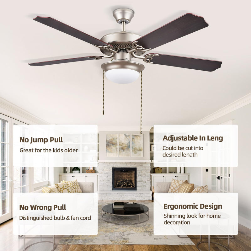 [Australia - AusPower] - Biukis Ceiling Fan Pull Chain, 17 Inches Decorative Fan String Pulls Charm Extension, Fit All Standard 3mm Diameter Ceiling Fans 