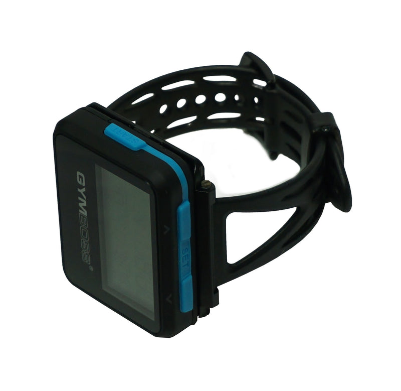 [Australia - AusPower] - Gymboss Interval Timer and Stopwatch and Watchstrap - Bundle Black W/ Blue Buttons One Size Fits All 