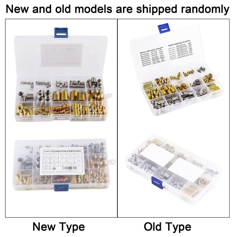 [Australia - AusPower] - Hilitand 116pcs Self Tapping Thread Slotted Inserts and Steel Wire Thread Inserts Combination Set with Box, Thread Repair Tools for 2D M3/M4/M5/M6/M8/M10/M12 