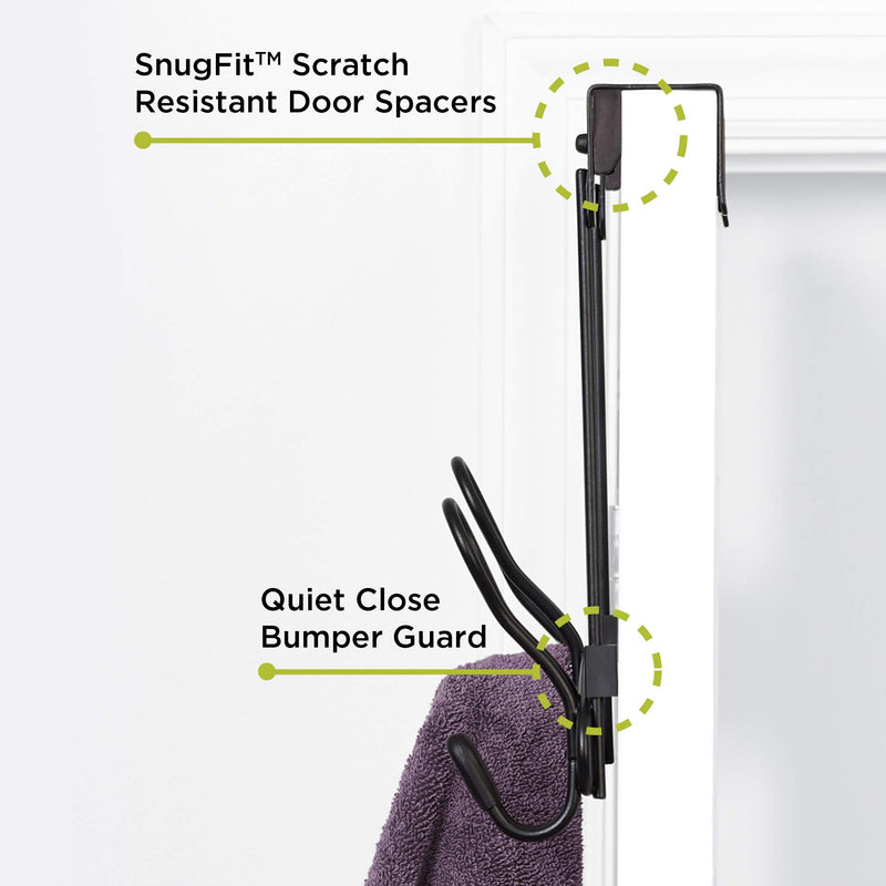 [Australia - AusPower] - Zenna Home SnugFit Hook Rack Over the Door Organizer, Oil Rubbed Bronze (E257HB) 3 Double Hooks 