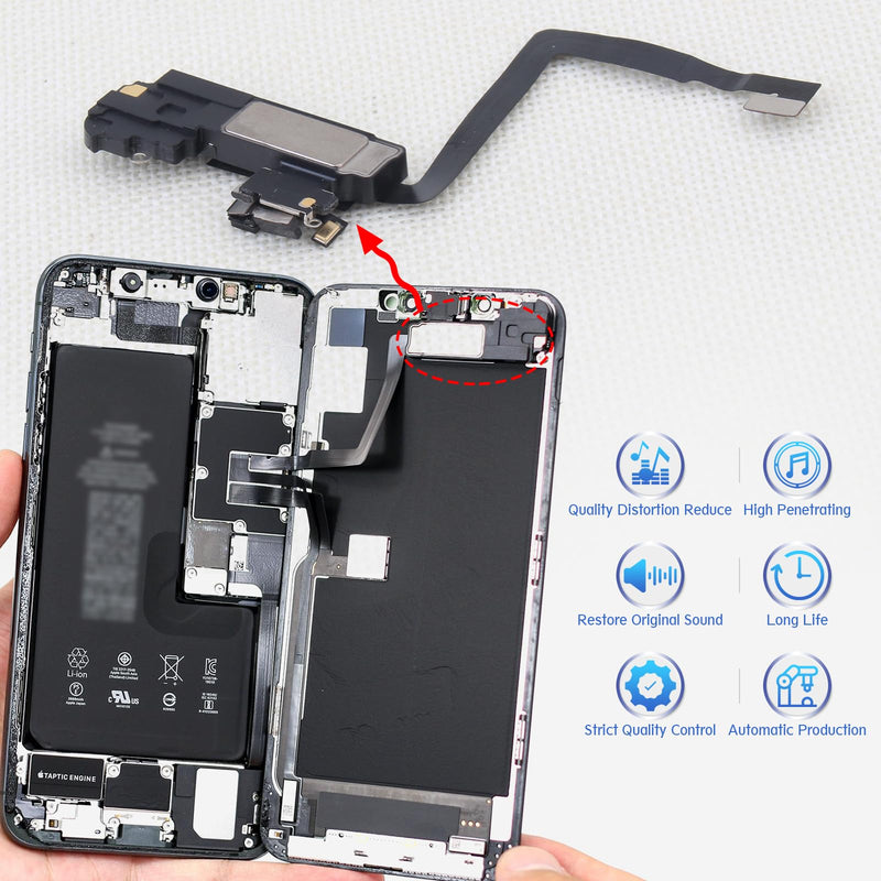 [Australia - AusPower] - YWLRONG Earpiece Speaker for iPhone 11 Pro Max Ear Speaker Replacement for iPhone 11 Pro Max Speaker Replacement with Light Proximity Sensor Flex Cable Earphone Speaker Assembly with Repair Tools Black-11 Pro Max 