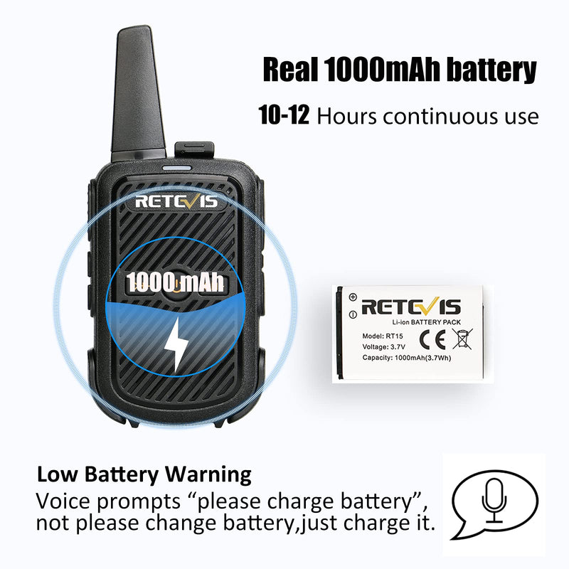 [Australia - AusPower] - Retevis RT15 Mini Walkie Talkie 3 Pack,Small 2 Way Radios Walkie Talkies Long Range,Compact,Walky Talky Rechargeable for Family School Camping Hiking 