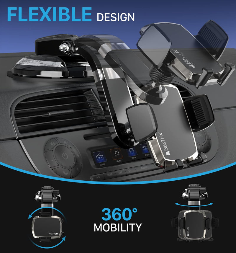 [Australia - AusPower] - BESTRIX Phone Holder for Car, SmartClamp Car Phone Mount | Dashboard Cell Phone Car Phone Holder Compatible with iPhone 12 11 Pro, Xr, Xs, XS MAX,XR,X, Galaxy S20 Note 20 Ultra & All Smartphones 