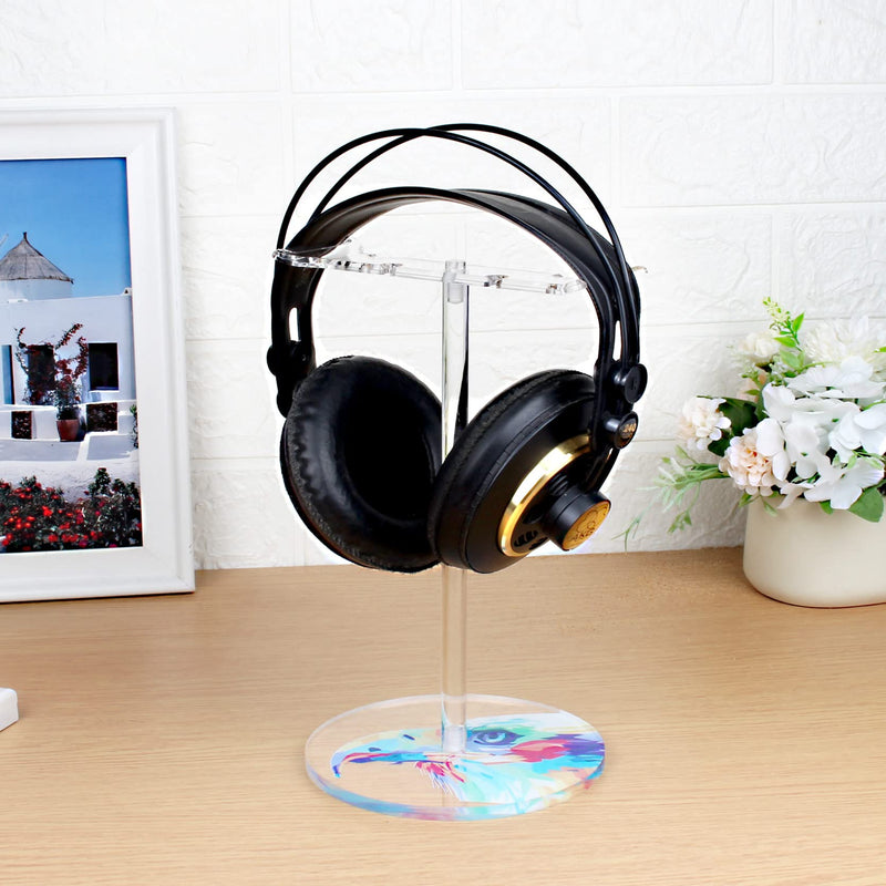 [Australia - AusPower] - Acrylic Headphone Stand Headset Holder,Transparent Desktop Gaming Headset Stand Hanger Rack for Desk with 2 Earphone Hangers(Color Eagle/Hawk) Color Eagle/Hawk 
