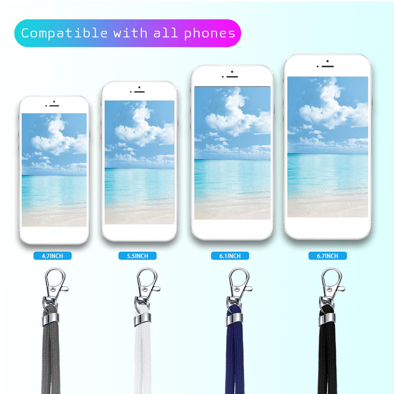 [Australia - AusPower] - 4 Pieces Cell Phone Lanyard Nylon Patch Phone Lanyard Universal Crossbody Lanyard with Adjustable Nylon Neck Strap Neck Mobile Phone Lanyard and 4 Pieces Transparent Pads for Most Smartphones 