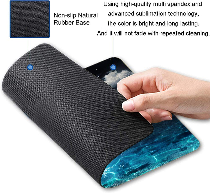 [Australia - AusPower] - Ocean and Moon Mouse Pad, Moon Illuminating The Clear Blue Ocean Design Mouse Pad, Mouse Mat Square Waterproof Mouse Pad Non-Slip Rubber Base MousePads for Computer Laptop Men Women Kids Ocean and Moon 