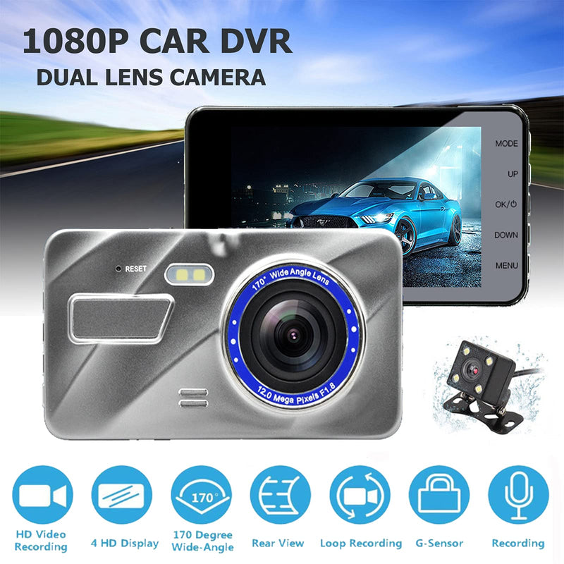 [Australia - AusPower] - Dash Cam 1080P FHD DVR Car Driving Recorder 4 Inch LCD Screen 170° Wide Angle, G-Sensor, WDR, Parking Monitor, Loop Recording, Motion Detection 
