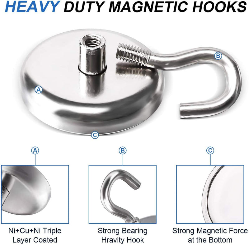 [Australia - AusPower] - LOVIMAG 100LBS Heavy Duty Magnetic Hooks, Strong Neodymium Magnet Hooks for Home, Kitchen, Workplace, Office etc, Hold up to 100 Pounds - 12pack 32mm-12p 