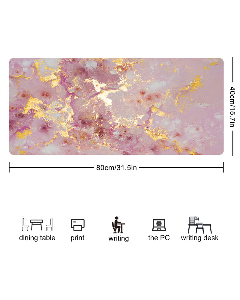 [Australia - AusPower] - Loveon Rose Gold Large Mouse Pad,Cute Extended Gaming Desk Decor Pad,Office Desk Mat,PU Leather Waterproof Mousepad,Computer PC Laptop Pads for School Office Home and Game,31.5" x 15.7" -Golden Marble Rose Golden Marble 