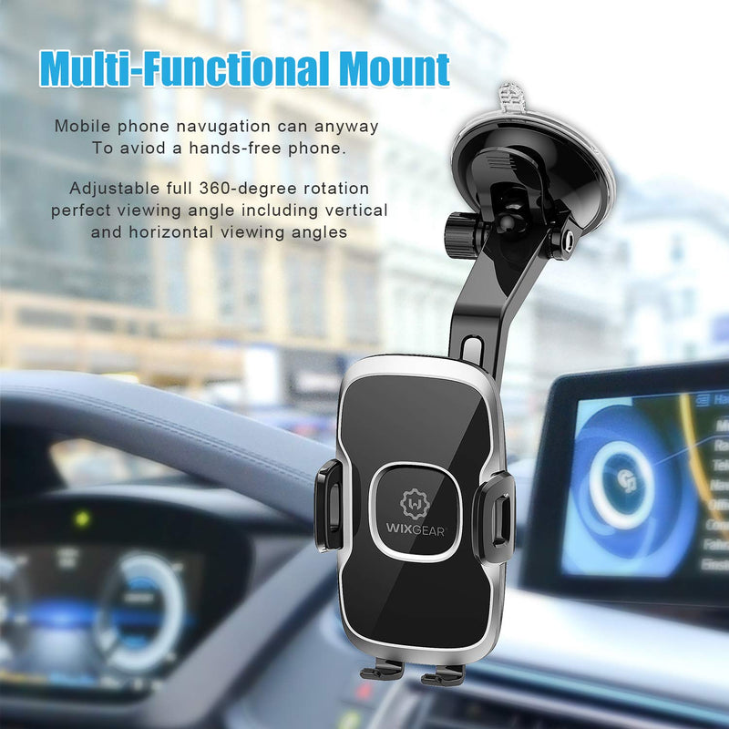 [Australia - AusPower] - Universal Dashboard Curved Phone Car Suction Cup Mount Holder by Wixgear 360 Degree Rotation Compatible with iPhone 13 Pro Max, 12 Pro, Galaxy S21, S20 