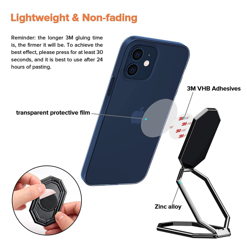 [Australia - AusPower] - Phone Ring Holder Finger Kickstand 360 Rotation, Teasen Foldable Metal Phone Gripper for Back of Phone Compatible for Magnetic Car Mount, iPhone & All Cell Phones Tablets, Ring for Phone Case (Black) Black 