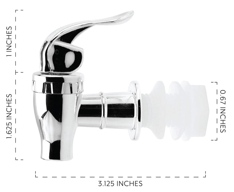 [Australia - AusPower] - Cornucopia Push Style Spigots for Beverage Dispenser Carafes (2-Pack), Replacement Lever Pour Spouts for Beverage Dispenser, Chrome Design Lock Open Style 2 