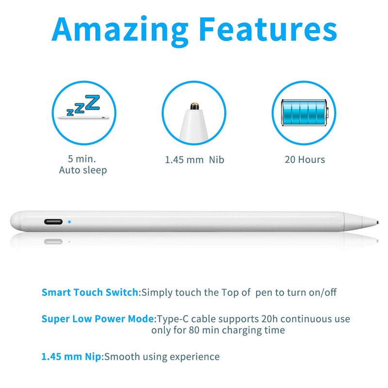 [Australia - AusPower] - Active Stylus Pen for Lenovo C940, Touch-Control and Type-C Rechargeable Digital Pen for Lenovo Yoga C940,Good at Sketching and Note-Taking on Yoga C940 White Drawing Stylus 