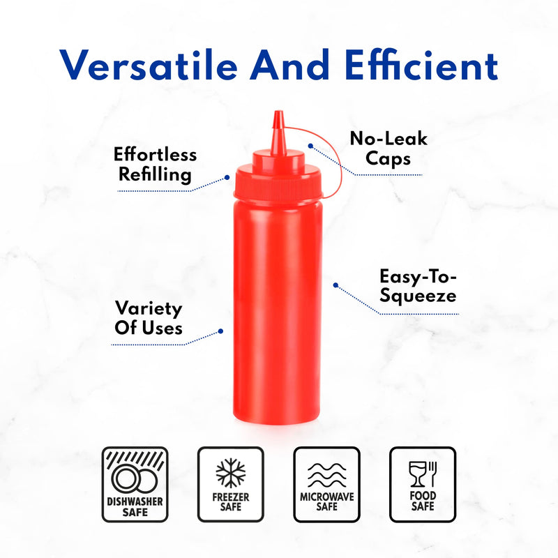 [Australia - AusPower] - New Star Foodservice 26344 Squeeze Bottles, Plastic, Wide Mouth, 16 oz, Red, Pack of 6 16 oz 6-Pack 