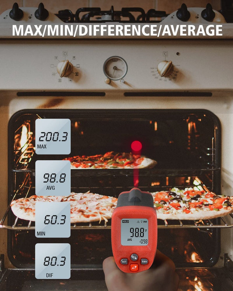 [Australia - AusPower] - Wintact Infrared Thermometer﹣58℉~788℉ (-50℃~420℃) Non-Contact Digital Surface Laser Temperature Gun, Adjustable Emissivity for Kitchen Fridge Freezer Cooking Food Meat (Not for Human) 