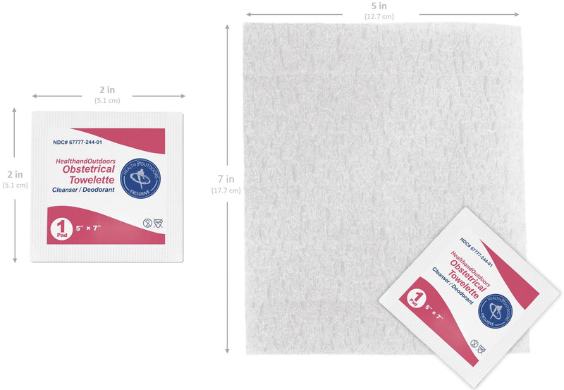 [Australia - AusPower] - HAO Obstetrical Hand & Body Cleansing Individually Wrapped Towelettes (125 Count) 5 x 7 inch Wet Napkin Wipes Benzalkonium First-Aid Wound Care (HAO-OBTOWELS-125CT) 