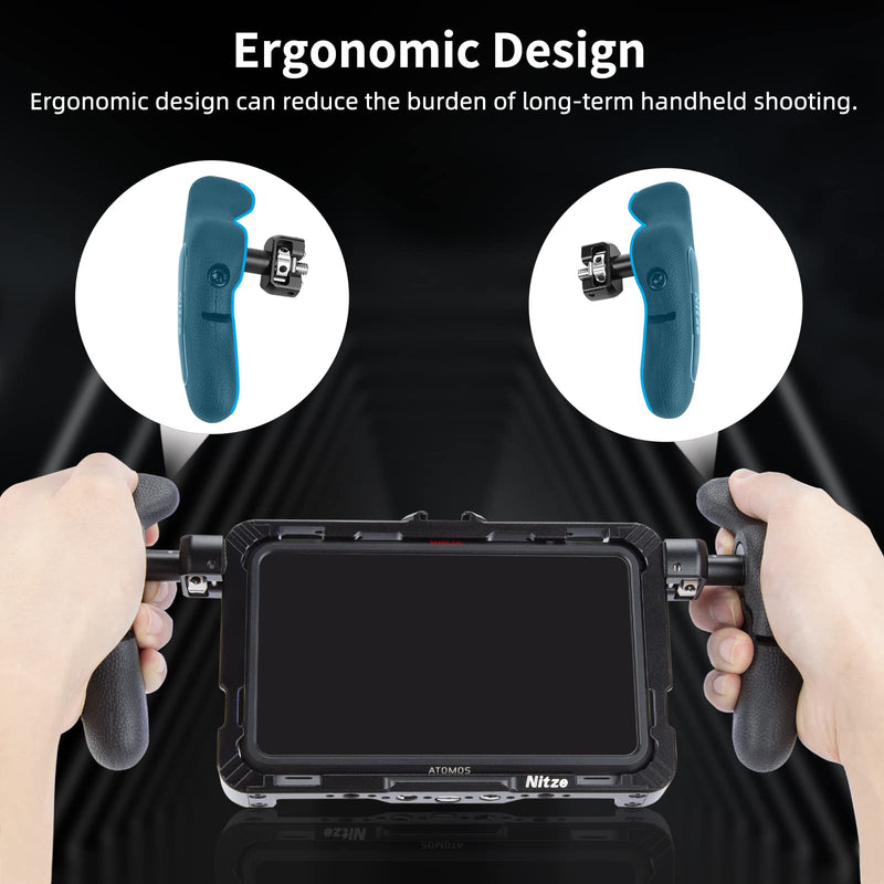 [Australia - AusPower] - Nitze Side Handle Kit with 1/4" Screw and Detachable Locating Pins for Smartphone Cage, iPad Cage and Monitor Cage - PA32D 