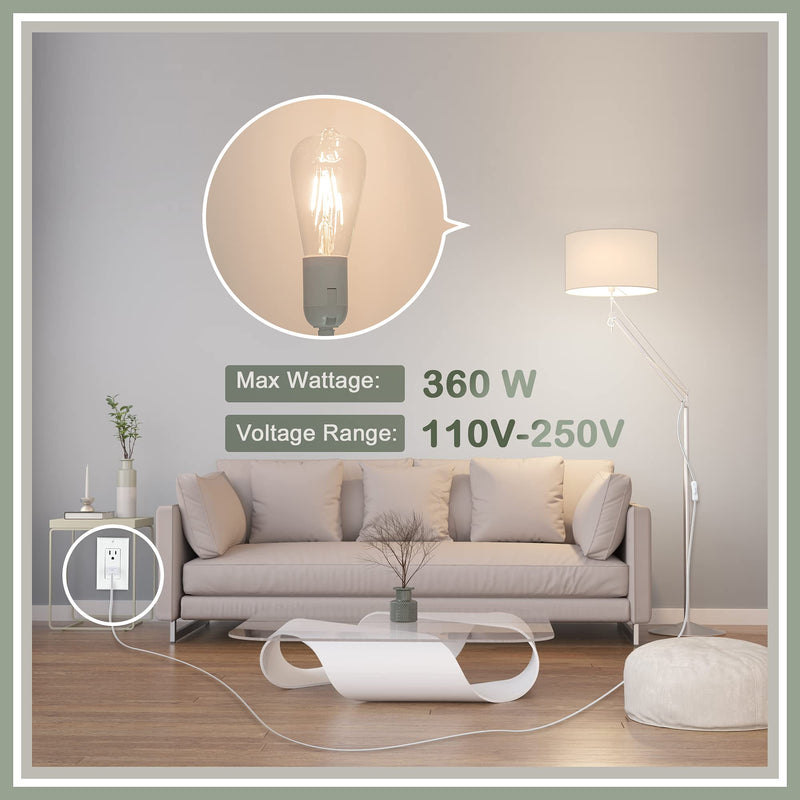 [Australia - AusPower] - JACKYLED Extension Hanging Lantern Cord Cable UL 12Ft E26 E27 Socket On/Off Switch Plug in Pendant Lighting for Kitchen Bedroom Plant Growth Light 