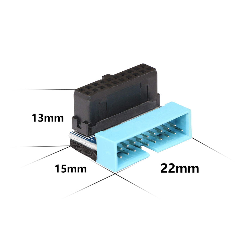 [Australia - AusPower] - USB 3.0 20pin Male 90 Degree to Female Extension Adapter, USB 19-Pin Extension Adapter Up Down Angled 90 Degree Connector for Motherboard Mainboard (Buckle Inward) Buckle inward 