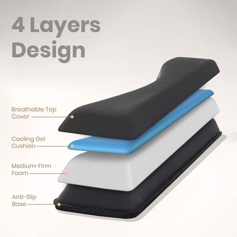 [Australia - AusPower] - Perixx PERIPRO-512 Ergonomic Keyboard Wrist Rest - Gel Cushion Support - Compatible with Various Ergo Keyboard - Dimension 17.32x3.94x1.30 inches - Black Wrist Rest L 