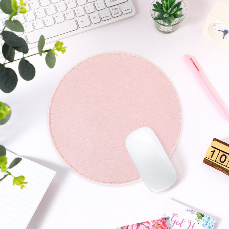 [Australia - AusPower] - Round Mouse Pad 3 Pack Small Circle Mousepad 8.7 x 8.7 Inch Non-Slip Mat Stitched Circular Mouse Pad Rubber Mouse Pad for Women Men Office Computer Home Laptop(Pink) Pink 