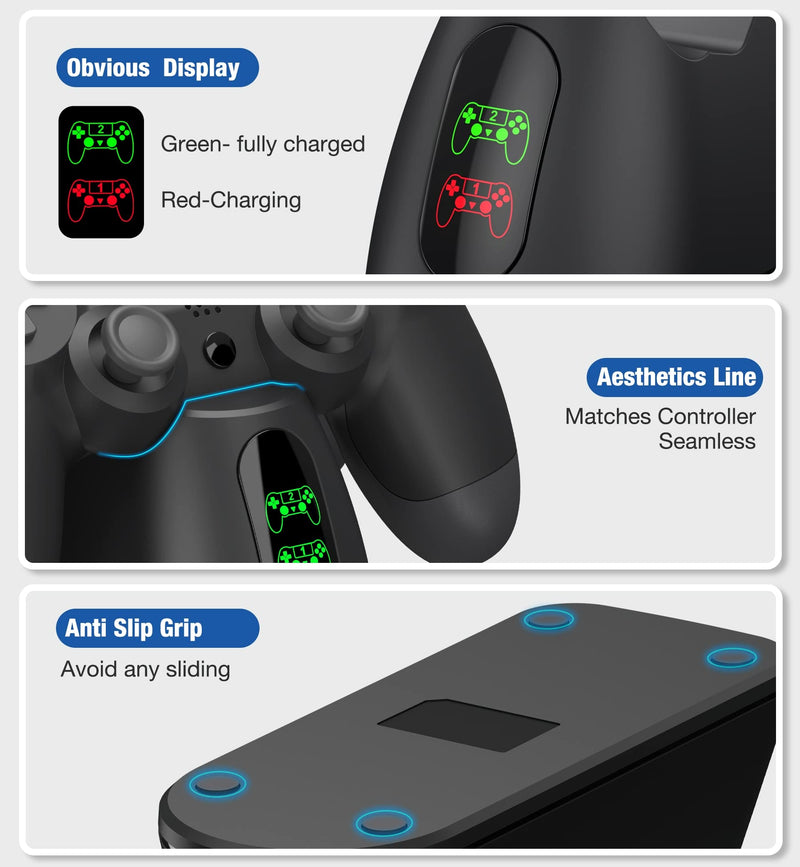 [Australia - AusPower] - PS4 Controller Charger Charging Station for Playstation 4, PS4 Charger Dock Wireless Remote Charger Compatible with Dualshock 4 Controller, Stable PS4 Charger Dock for Dualshock 4 Controller Charging 