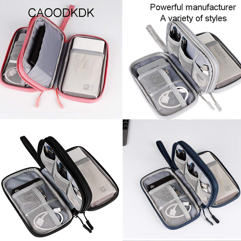[Australia - AusPower] - CAOODKDK Electronics Accessories Organizer Pouch Bag, Electronic Organizer Travel Universal Cable Organizer Electronics Accessories Bag for Cable, Charger, Phone, SD Card, Business Travel Gadget Bag Double Layer - Black 