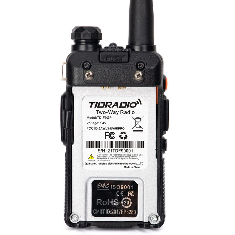 [Australia - AusPower] - TIDRADIO TD-F9GP High Power Ham Radio Handheld Upgraded Version of Baofeng UV-5R 2 Way Radio with 2100mAh Battery (1Pack-Black) 