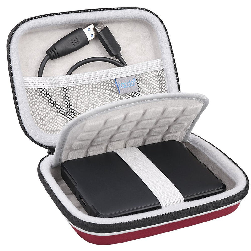 [Australia - AusPower] - Lacdo Hard Drive Carrying Case for Western Digital WD My Passport Ultra WD Elements SE WD P10 Game Drive Portable External Hard Drive 1TB 2TB 3TB 4TB 5TB USB 3.0 2.5 inch HDD Travel Storage Bag, Red 