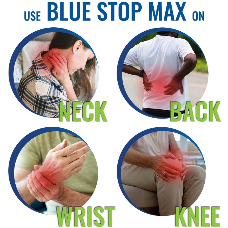 [Australia - AusPower] - Blue Stop Max Massage Gel and Muscle Rub Made with Aloe Vera, Emu Oil, and Menthol - Provides Muscle, Joint, and Body Ache Relief - Non-Greasy for Everyday Relief - 8 Oz Pump Bottle 8 Fl Oz (Pack of 1) 