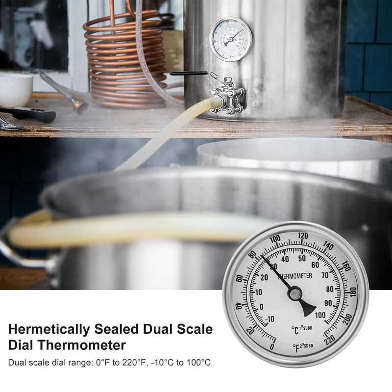 [Australia - AusPower] - Dial Thermometer, Stainless Steel Thermometer for Home Brewing, 1/2 NPT Kettle Thermometer with Lock Nut & O-Ring(3" Face) 