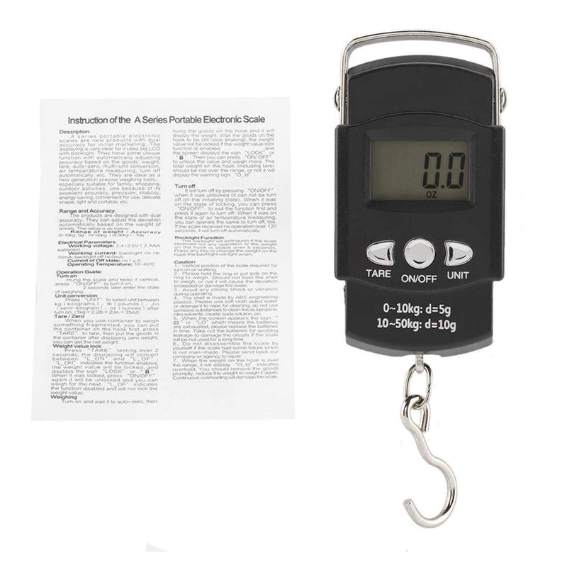 [Australia - AusPower] - BWLZSP Portable Digital Scale, 50KG/10G Portable Electronic LCD Digital Weight Scale Fish Scale with Tape Measure Hook for Home and Outdoor, Pull Scale 