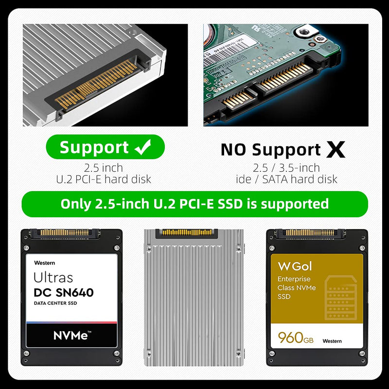 [Australia - AusPower] - AODUKE 2.5 in U.2 NVMe SSD Adapter Expansion Card to PCI-E4.0/3.0 PCI-E X4/X8/X16 32Gbps Rate, SFF-8639 SSD Supports PC Installation-AJKU21 U.2 PCIE X4X8X16 